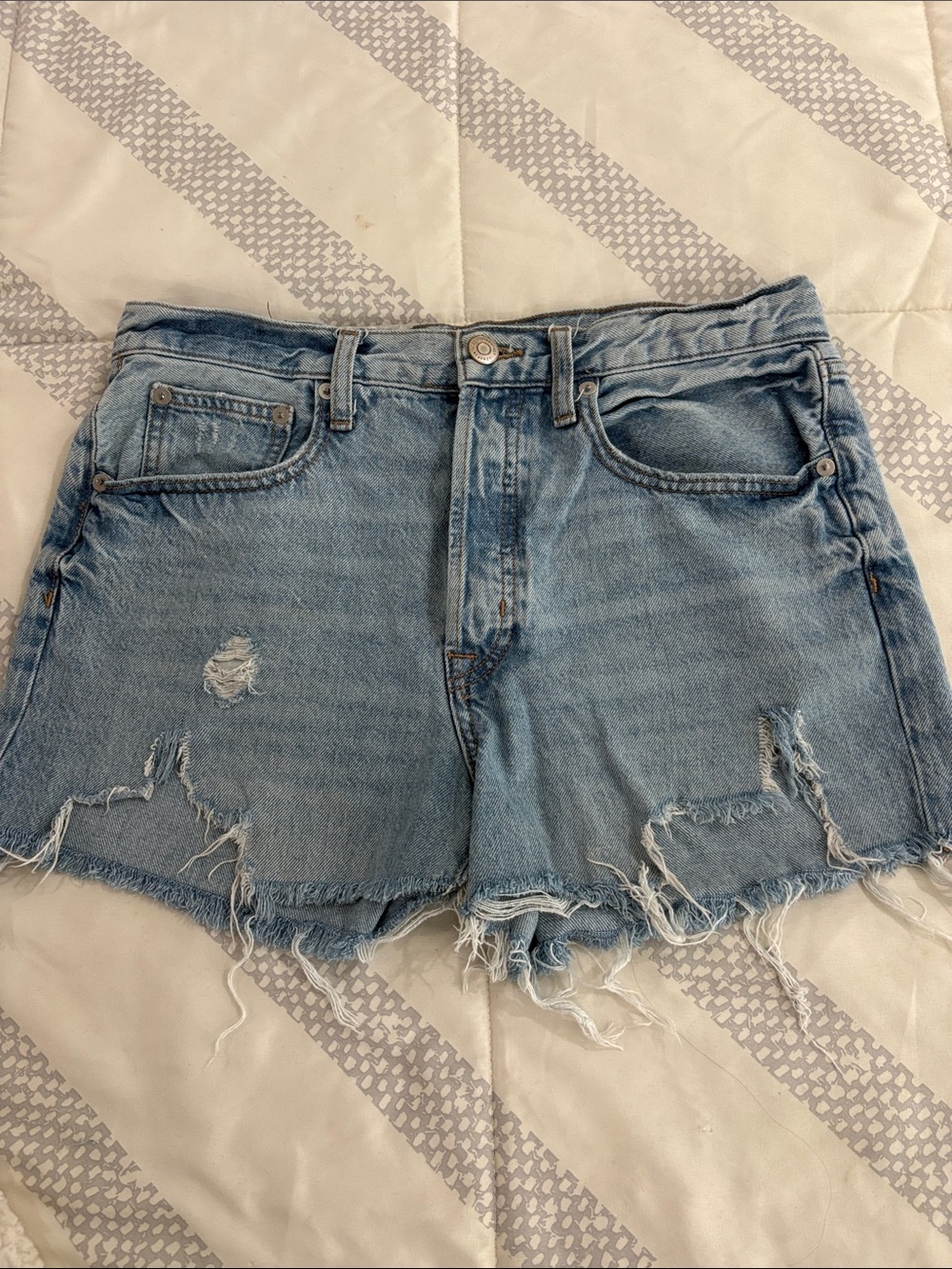 Aeropostale Light Blue Distressed Denim Cutoff Shorts